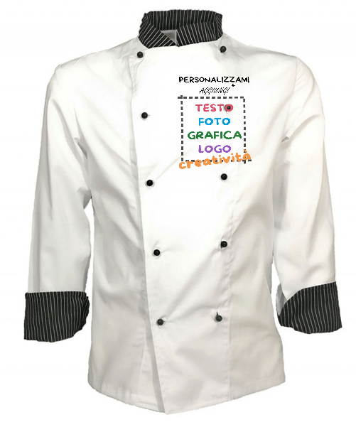 Giacca da uomo per chef taglie da S a XXL made in italy personalizzazione inlcusa M Nero